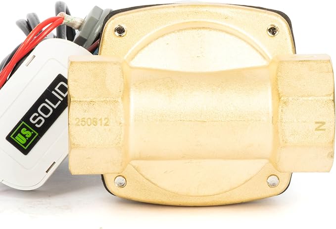 U.S. Solid Smart WiFi Brass Solenoid Valve, 1-1/4", 110V AC, Normally Closed, App Remote Control for Water Systems & Automation