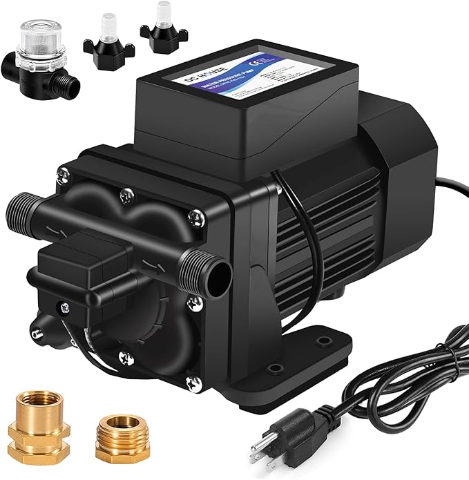 DC HOUSE Continuous Duty 110V Brushless Water Pump, 6GPM 55PSI 4-Chamber Heavy Duty Self Priming Diaphragm Pump for Garden Irrigation, Agricultural Spraying, Pressure Washing & Water Transfer