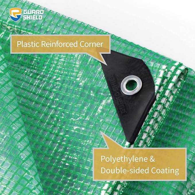 GUARD SHIELD Clear Green Tarp Heavy Duty 10x20 Feet Waterproof for Greenhouse Outdoor Garden Poly Cover UV Resistant 3x3 Weave 10mil