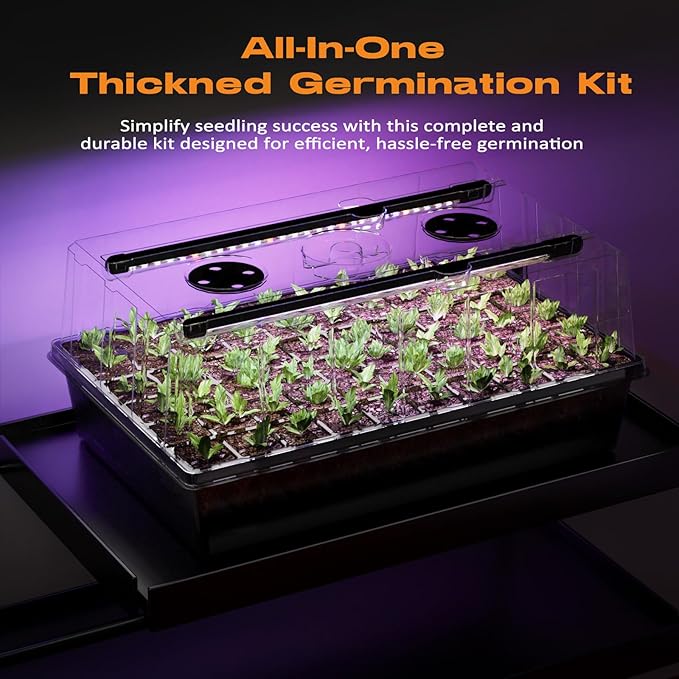 Patigrow 60-Cell Self-Watering Seed Starter Tray with Grow Light, Seed Starter Kit with 4.07” Humidity Dome, Indoor Seedling Starter Tray, Seed Starting Trays for Plant Germination, Seeds Growing