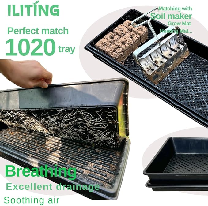 1020 Mesh Tray Soil Blocking Tray 1020 Trays Seedling Starter Trays 10 Pack Black 10x21 Inches for Microgreens Hydroponic