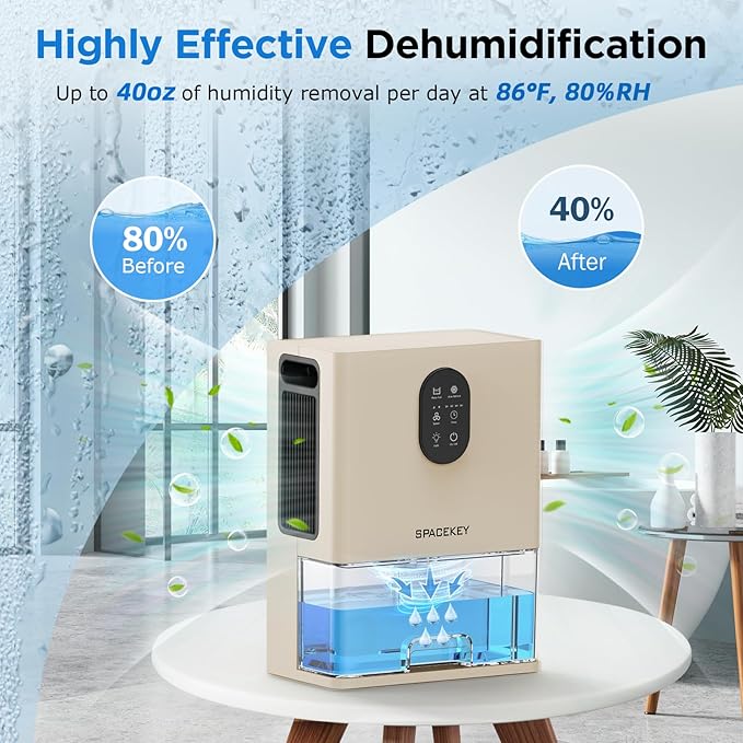 Dehumidifier, 106 OZ Water Tank (1000 sq.ft) Dehumidifiers for Home, Quiet Dehumidifier for Bathroom Bedroom Basement RV with Timer Setting, Auto Shut Off, 7 Colors LED Light, Sleep Modes, White