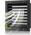 Hon&Guan 8" x 8" Aluminum Gable Vents with Screen, Louvered Wall Vent for Attic, Shed & Exterior Doors, [6.6" x 6.6" Vent Opening], Black