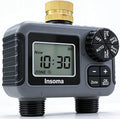 Insoma Hose Timer 2 Zones Brass Inlet, Water Timer for Garden Hose, Sprinkler Timers with Rain Delay/Manual/Auto Mode, Faucet Timers 2 Outlet for Garden Watering, Lawn, Yard
