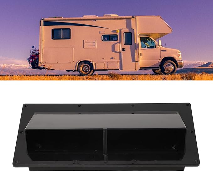Tyenaza RV Exhaust Ventilation Cover, RV Range Hood Vent Cover Automatic Wind Proof Damper with Locking Flap for RV Home Camper Black