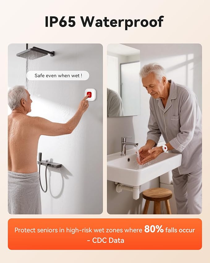 PILSAMAS WiFi Caregiver System - 2 Smart HUBs with Flashing Caller ID & APP Alert, 2 Waterproof Wristband + 2 Call Buttons, No Monthly Fee, Medical Alert Systems for Seniors at Home & Nursing Homes