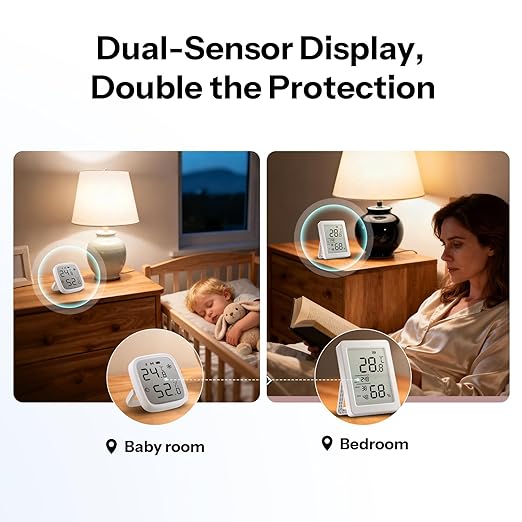 SONOFF AirGuard TH, Indoor Smart Zigbee Temperature and Humidity Sensor, 3.6'' LCD Display, App Monitoring with Charts, Notification Alerts, Data Export, Remote Data Display 2-Pack