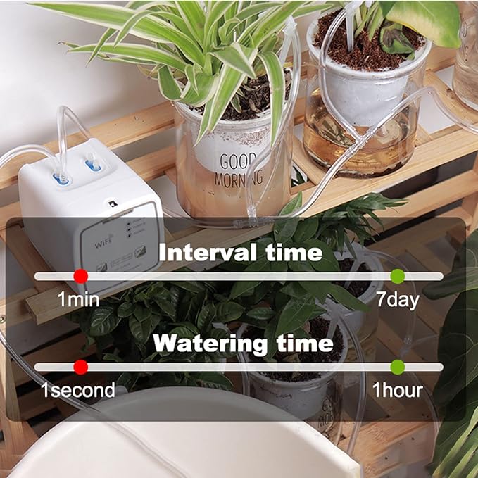 Drip Irrigation Kit, WiFi Automatic Plant Waterer, Automatic Watering System for Potted Plants, Remote Control Plant Watering Device, Automatic Drip Irrigation Kit for Outdoor Garden