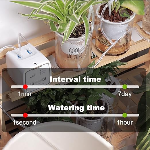 Wi Fi Enabled Drip Irrigation Kit with Dual Pump - DIY Automatic Watering System for Up to 20 Potted Plants, Remote Controlled, Stylebestp6hgmu879y