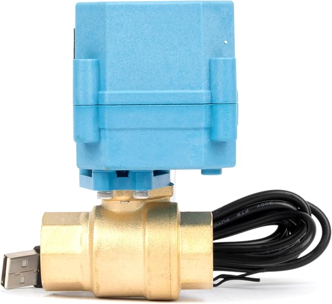 U.S. Solid WiFi Smart Motorized Ball Valve 1/2 inch NPT for Water Control & Irrigation, 2 Way Brass Electric Valve, USB Powered, LED Status Indicator, Flow Direction Window, Remote On/Off Control