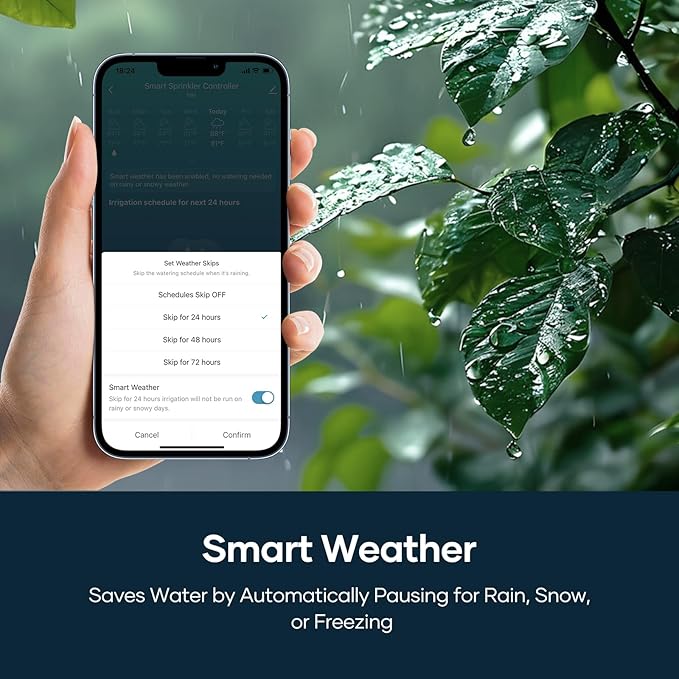 Smart Sprinkler Controller WiFi with External Antenna 8 Zone , Strong Signal Irrigation Timer, App & Panel Dual Control, Indoor Watering System with Weather Intelligence, 24VAC Compatible