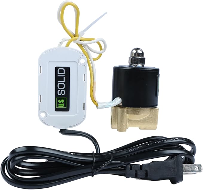 U.S. Solid Smart Solenoid Valve - 1/4 Inch Wi-Fi APP-Controlled Brass Solenoid Valve, 110V AC
