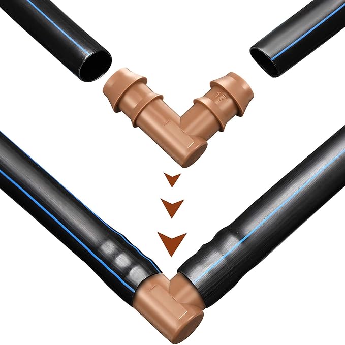 Boao 20 Packs 1/2 Inch Drip Irrigation Fittings Connectors Barbed Connector Plastics Drip Irrigation Barbed Hose Connector 17 mm Diameter(Elbow)