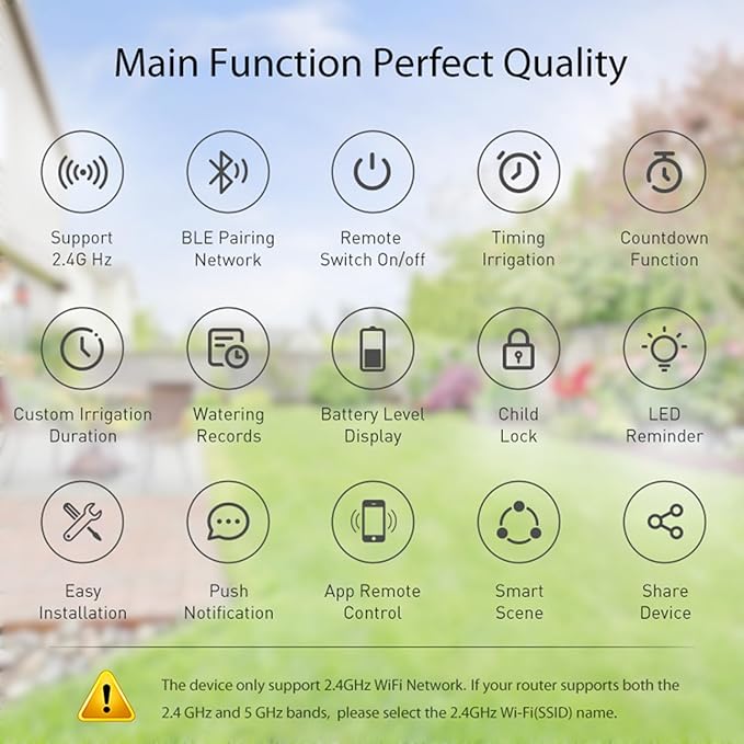 WiFi Sprinkler Timer, Smart Water Hose Timer with APP Control, Rain Delay, Auto & Manual Watering Mode, WiFi Irrigation System Controller for Lawn Yard Garden, Compatible with Alexa & Google Home