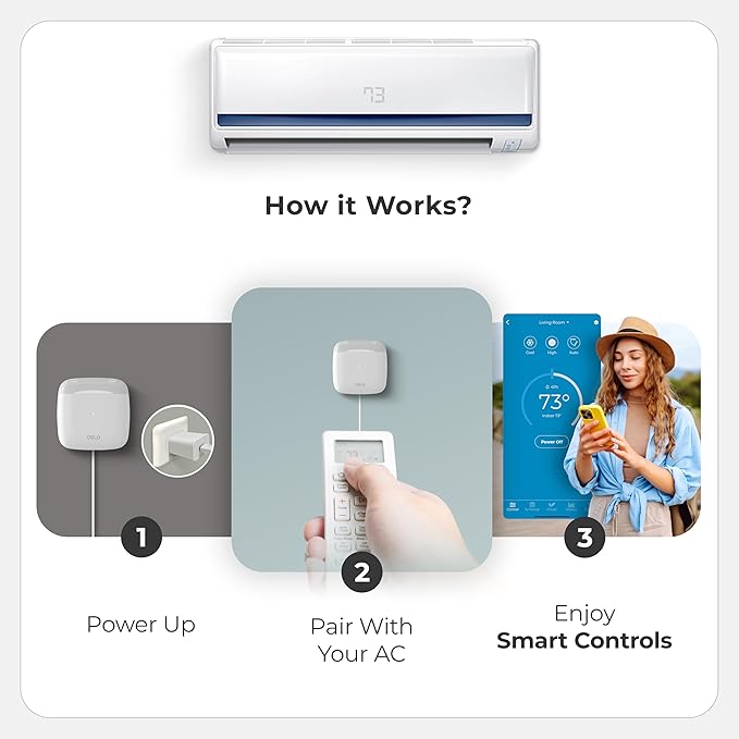 Breez Lite | Smart AC Controller for Mini-Split, Window & Portable Air Conditioners & Heat Pumps | Free App, No Subscriptions | Alexa, Google, Siri Shortcuts, SmartThings, IFTTT (White)