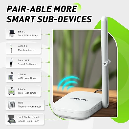 RAINPOINT Smart Drip Irrigation System for Houseplants,WiFi/App Control and Local Control Dual Powered