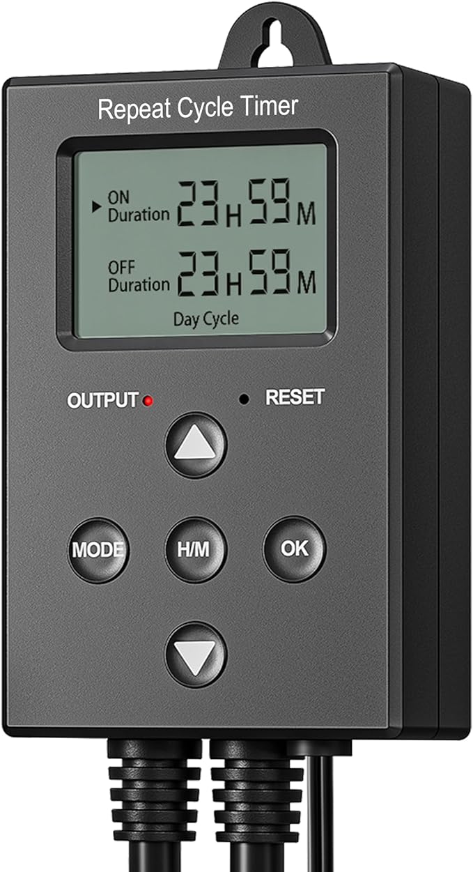 DEWENWILS Repeat Cycle Digital Timer, Interval Timer Outlet, Infinite/Day/Night Cycles, Photocell Light Sensor for Hydroponics Aquaponics Aeroponics, Pump, Fan, Water Heater, Indoor Use,1625W/125V/13A