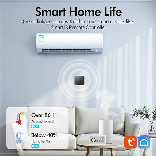 eMylo Smart WiFi Thermometer Hygrometer 2 Pack, Indoor Wireless Temperature Humidity Sensor with Electronic Display, App Notification, Free Data Storage Export, Digital Remote Monitor for Home Room