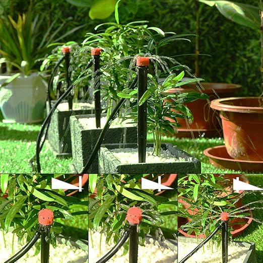 50 Pieces Adjustable Irrigation Drippers, Adjustable 360 Degree Water Flow Drip Irrigation System,Drip Emitters Perfect for 4/7mm Tube by Korty