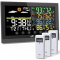 LFF Weather Station, Indoor Outdoor Weather Station Wireless with Multiple Sensors, Color Display Digital Atomic Clock Indoor Outdoor Thermometer Wireless, Forecast Station with Adjustable Backlight