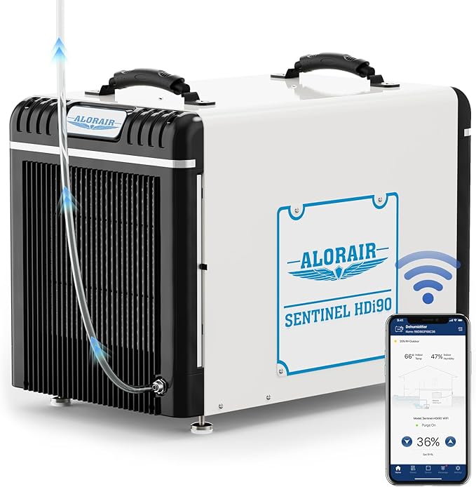 ALORAIR Wi-Fi Crawl Space Dehumidifier, 198 PPD Basement Dehumidifiers with Condensate Pump, Auto-Defrost, Rare Earth Alloy Tube Evaporator
