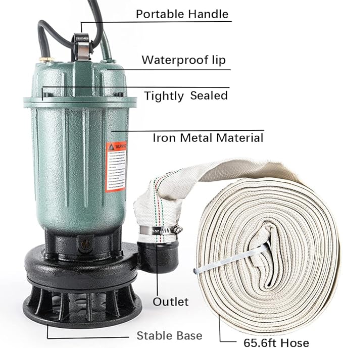1HP Submersible Sewage Pump,220V-240V 4000GPH Sump Pump Dirty Clean Water Pump with Float Switch,2pc NPT connectors,for Pools,Garden,Pond,Irrigation,Flooded Areas