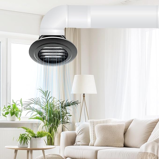 3inch Soffit Vent for Exhaust Fan with Built-in Mesh Screen, Black Round Soffit Exhaust Vent Cover ABS Louver Grille Cover, Dryer Vent for Bathroom Office Kitchen