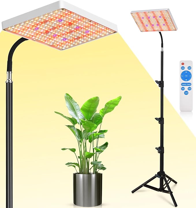 DragonLight Upgrade LED Grow Lights with Stand, Full Spectrum Dimmable Grow Light with Remote Control for Greenhouse and Indoor Plant Veg and Flower Growing [Floor Stand]