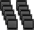 Vent Systems 4'' x 4'' Inch (Overall Dimensions) Pack of 10 - Black - Air Vent Cover Metal Air Return Grill with Built in Guard Screen Mesh - HVAC Vent Duct Cover, Soffit Vent for Indoor & Outdoor
