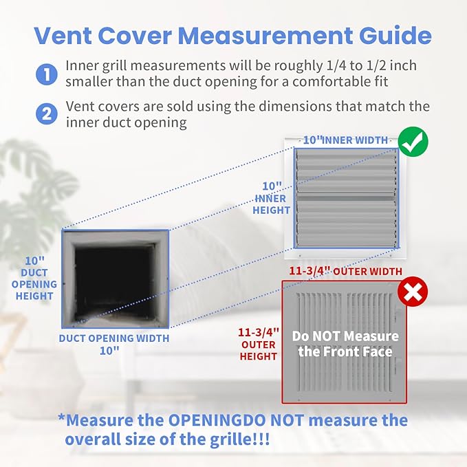 10 x 10 Inch [Duct Opening] Air Vent Covers for Wall or Ceiling - High Airflow 2 Way Steel Ventilation - Adjustable Wall/Ceiling Register, 11-3/4 Inch x 11-3/4 Inch [Overall Dimensions]