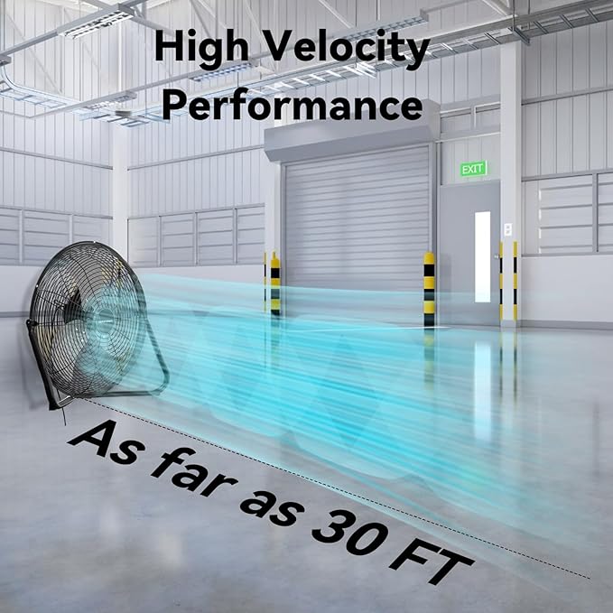 2PCS 18 Inch Heavy Duty Floor Fan Pro Series - 3200 CFM 3 Speed High Velocity Metal Floor Fan, Industrial Fan 360° Tilt for Commercial, Warehouse, Patio, Shop, Garage, Barn UL Safety Listed