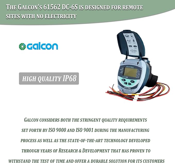 Galcon 61562 DC-6S, 6 Station Battery Operated Irrigation Timer for Sprinkler, Drip, & Propagation. Indoor & Outdoor. Daily or Cyclic Programs, Home, Garden, Nurseries, Greenhouses Misting GAJFSI002P0