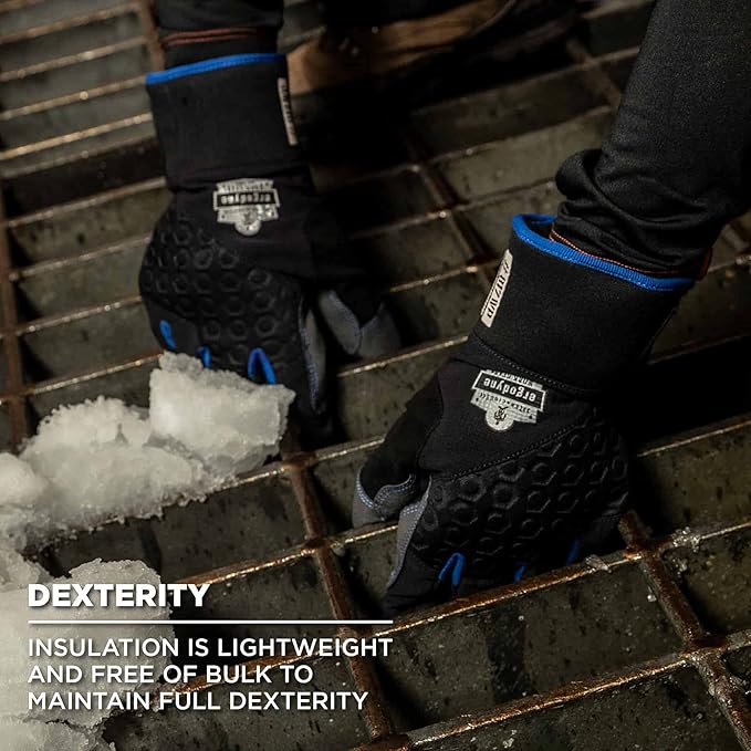 Ergodyne ProFlex 817WP Waterproof Work Gloves, Thermal Insulated, Touchscreen, Reinforced Palms,Black,XX-Large