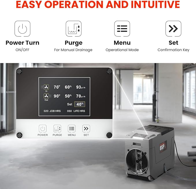Abestorm 180 PPD Commercial Dehumidifier with Pump, Industrial Dehumidifiers to 2300 Sq.ft for Crawl Space, Water Damage Restoration, Basement, and Garage, with Auto Defrosting, Memory Starting