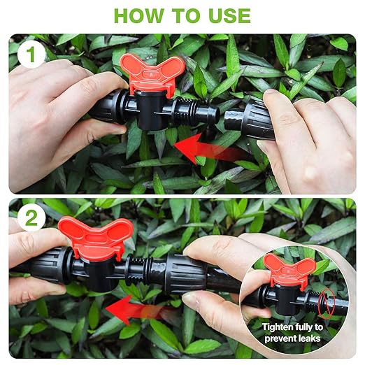 Bonviee 6 Packs 5/16” Drip Irrigation Shut Off Valve, in-Line Barbed Locking Valve for 5/16 Inch Tubing, Water Flow Control for Garden, Greenhouse, Raised Bed Systems
