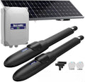 Blütezeit Solar Swing Gate Opener, 1760lb Dual-Arm Operator with Built-in 24V Lithium Battery & 25W Solar Panel, Integrated Control Box for Easy Install, Smart Auto Setting, 2 Remotes & Complete Kits
