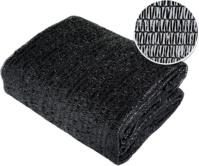 Agfabric 50% Shade Cloth 12 X 20ft Sun Shade Fabric Sunblock Shade Cloth Cover with Clips for Plants, Black