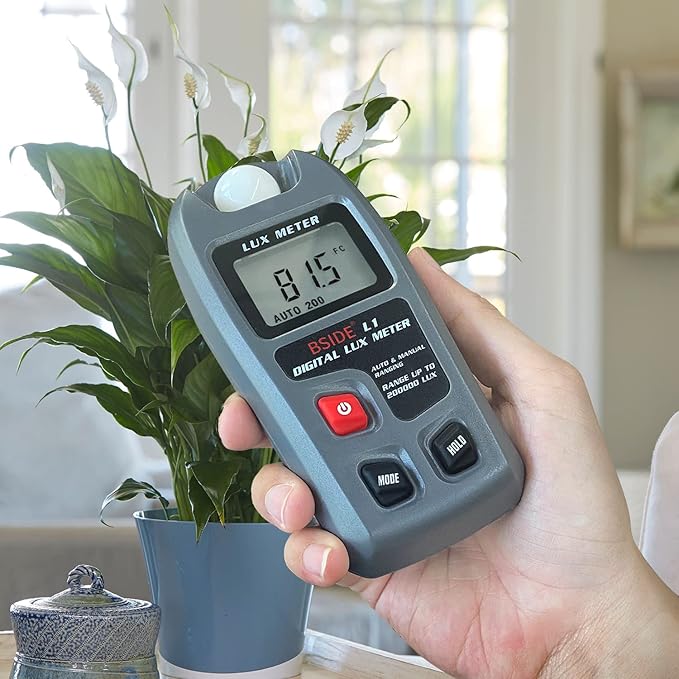 BSIDE Light Meter Digital Illuminance Meter 0.1-200,000 Luxmeter Environment Luminometer Photometer for Plants, Car Headlights Home & Office LEDs Light Photography