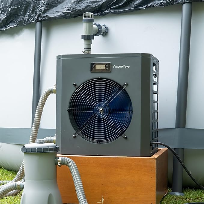 16000 BTU Above Ground Pool Heater 5000 Gallon Swimming Pool Heater Pump Heating or Cooling Electric Pool Heater for Inground Pool WiFi Control Schedule 120V