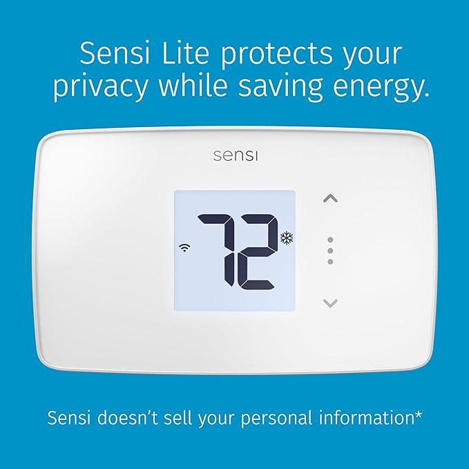 Sensi Lite Smart Thermostat, Programmable, WiFi, Easy DIY, Works With Alexa, ENERGY STAR Certified, ST25W, Most Systems C-Wire Not Required, C-Wire needed with Heat/Cool Only & Heat Pump System -White
