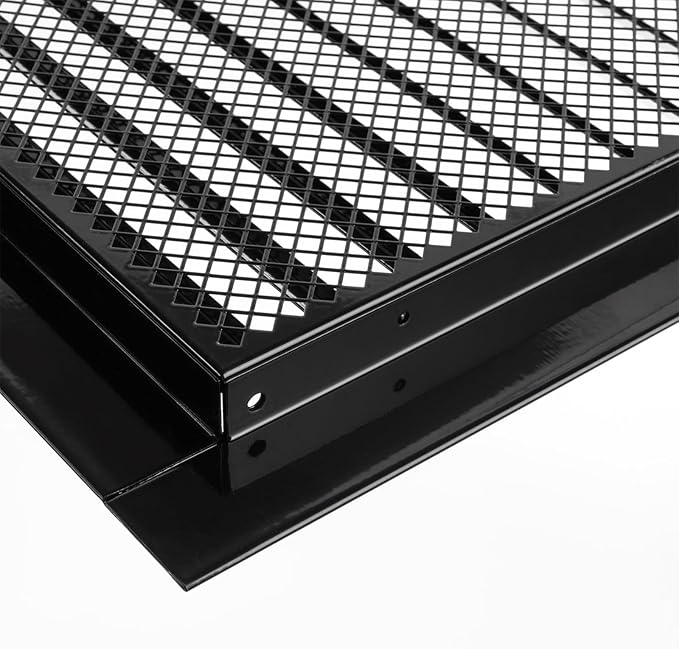 12" x 12" Inch Black Galvanized Steel Vent Cover - Square Industrial Air Vent Louver for Wall, House, Garage - Wire Screen Mesh Louver Grille - Soffit Exhaust Vent, Dryer Vent Cover