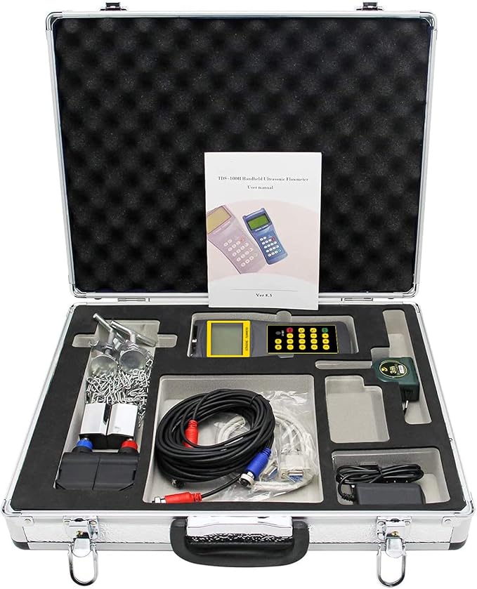 CGOLDENWALL Handheld Ultrasonic Flowmeter Clamp on Flow Meter Portable Liquid Flow Meter with S1+M2 Transducers for Copper/PVC Pipe DN15-700mm 1/2-28" ((Old or New Panel))