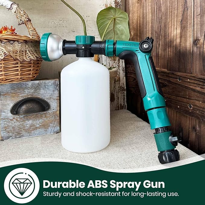 VENETIO 8-Dial Hose Attachment Spray Gun for Liquid Fertilizer/Chemicals | Precision Lawn & Garden Feeder for Uniform Fertilizing and Watering Plants | Hose-End Nozzle Sprayer with 34oz Bottle