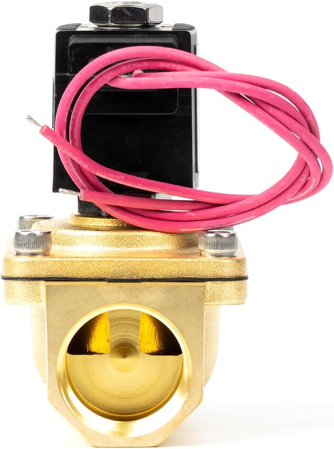 U.S. Solid 1" Brass Solenoid Valve - 110V AC Normally Closed Electric Solenoid Valve with Viton Seal, Lead Wire Type