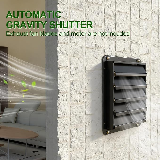 Galvanized Sheet Automatic Exhaust Louver Vent (Fan Blades and Motor Not Included) for Residential Attics, Workshops, Barns, Greenhouses (18inch)