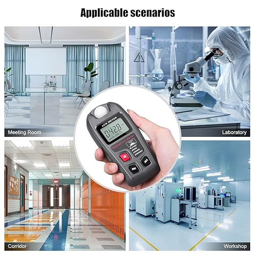 Light Meter, Handheld Lux Meter for Lighting Intensity Brightness Measurement, Digital Light Intensity Meter Range up to 200,000 Lux, Illuminance Sensor with MAX/MIN, Data Hold