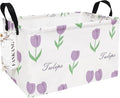 FANKANG Storage Bins, Nursery Hamper Canvas Laundry Basket Foldable with Waterproof PE Coating Large Storage Baskets for Kids Boys and Girls, Office, Bedroom, Clothes,Toys(Rec-tulips ）