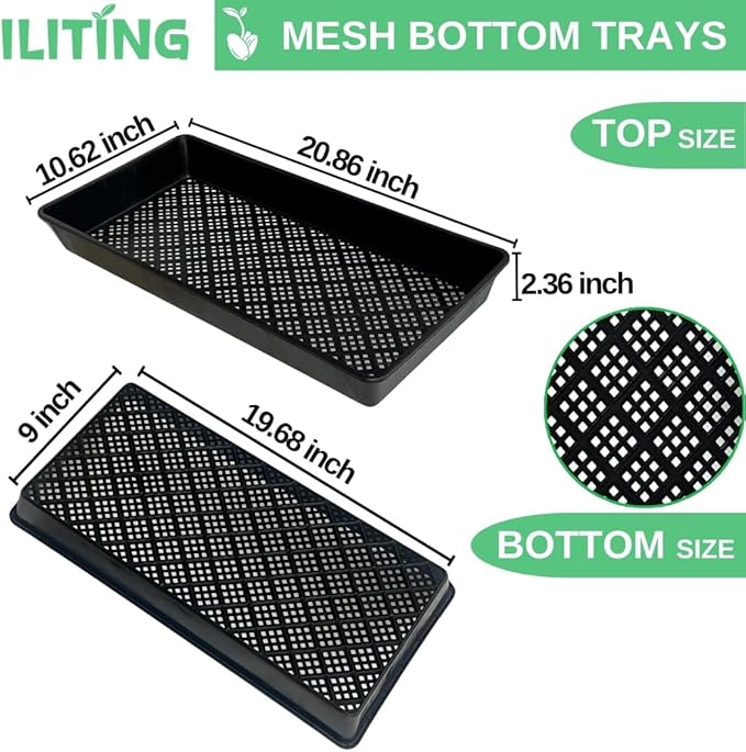 1020 Mesh Tray Soil Blocking Tray 1020 Trays Seedling Starter Trays 10 Pack Black 10x21 Inches for Microgreens Hydroponic