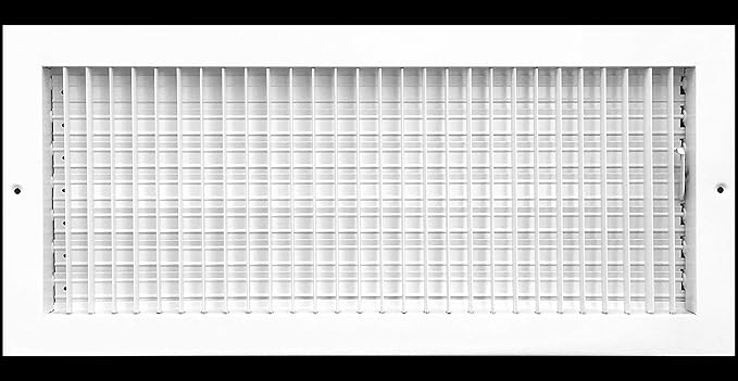 20" X 8" Adjustable AIR Supply Diffuser - HVAC Vent Cover Sidewall or Ceiling - Grille Register - High Airflow - White [Outer Dimensions: 21.75" w X 9.75" h]