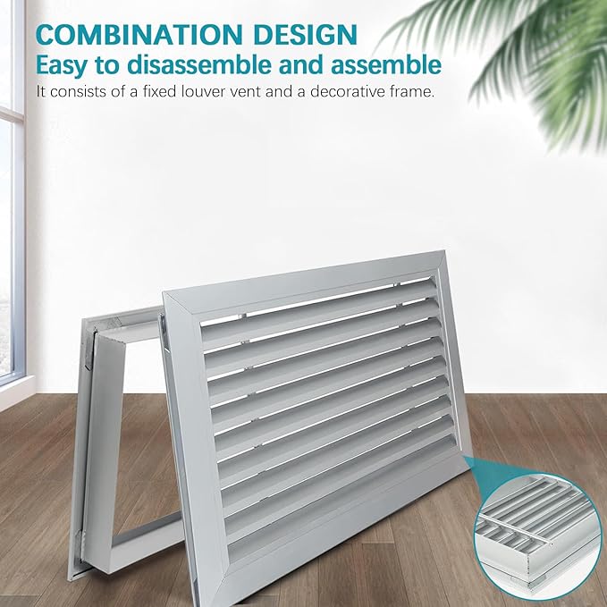 Door Louver Vent Two Sided, Door Vents for Interior Doors, Aluminum Door Air Vent Grille, Metal Louvered Door Vent, Through Door Vent for Bathroom Cabinet (12 * 10in)